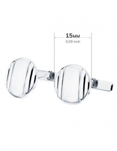 18K GEMELOS ORO BLANCO REDONDOS MATE...