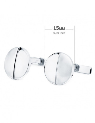 18K GEMELOS ORO BLANCO REDONDOS MATE...