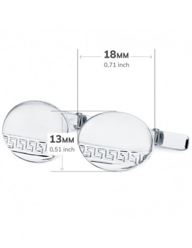 GEMELOS ORO BLANCO OVAL GRECA MATE Y...