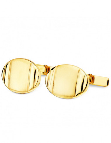 18K GEMELOS ORO AMARILLO OVAL MATE Y...