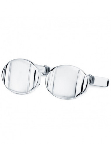 18K GEMELOS ORO BLANCO OVAL MATE Y...