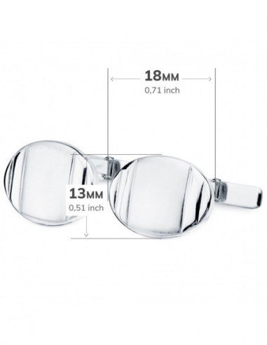 18K GEMELOS ORO BLANCO OVAL MATE Y...