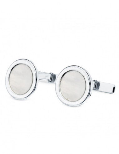 18K GEMELOS ORO BLANCO REDONDOS CON...