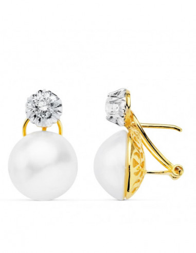 18K PENDIENTES PERLA JAPONESAS 13 MM