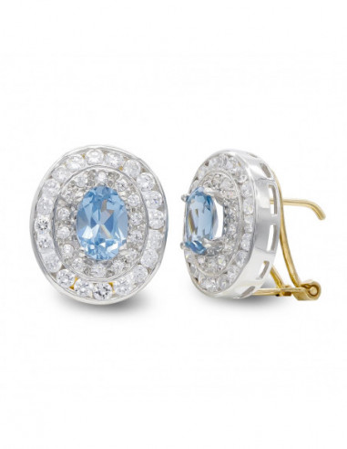 18K PENDIENTES ORO BICOLOR AGUAMARINA...