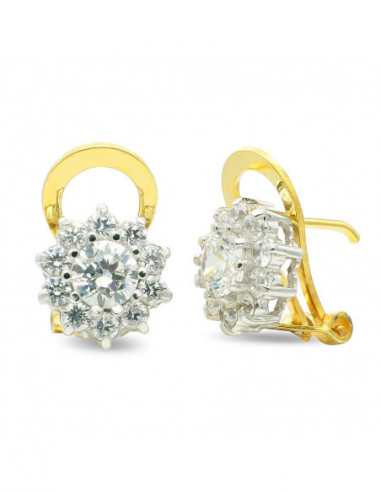 18K PENDIENTES ORO BICOLOR CIRCONITAS...