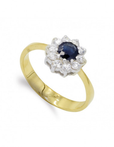 18K SORTIJA ORO BICOLOR ZAFIRO 5 MM Y...