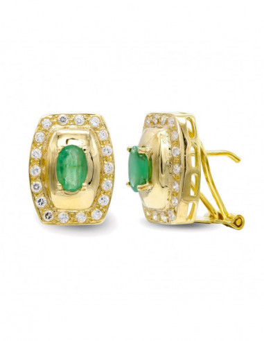 18K PENDIENTES ORO AMARILLO ESMERALDA...