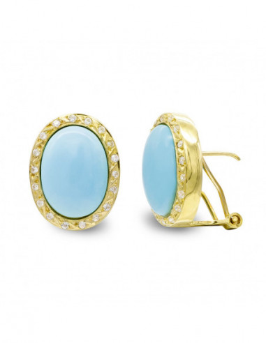 18K PENDIENTES ORO AMARILLO TURQUESA...