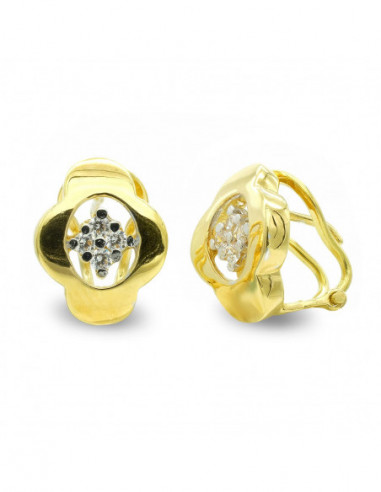 18K PENDIENTES ORO BICOLOR FLOR