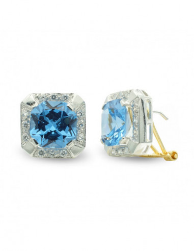 18K PENDIENTES ORO BICOLOR CUADRADO...