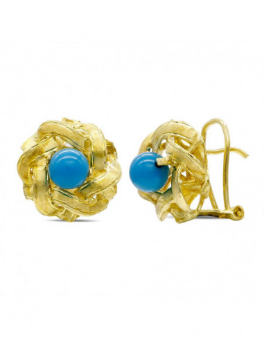 18K PENDIENTES ORO AMARILLO RAMAS Y...