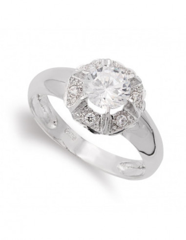 18K SORTIJA ORO BLANCO CON CIRCONITA...