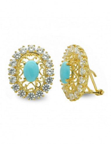 18K PENDIENTES ORO AMARILLO TURQUESA...