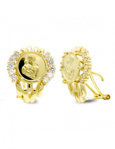 18K PENDIENTES ORO AMARILLO MADRE....