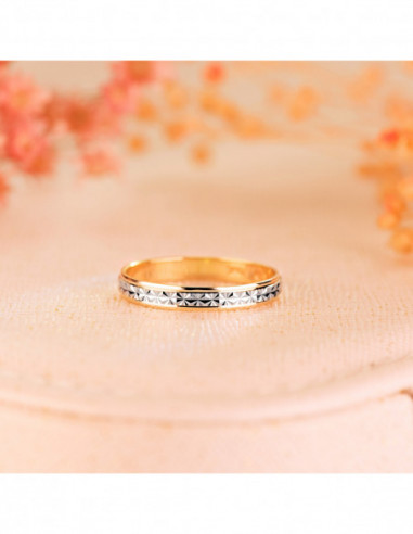 9K ALIANZA ORO BICOLOR TALLADA Y...