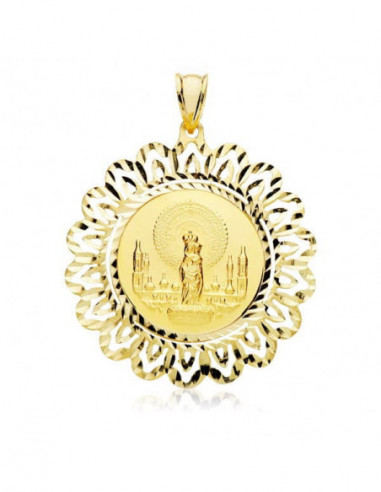 9K MEDALLA CERCO VIRGEN PILAR 36 MM