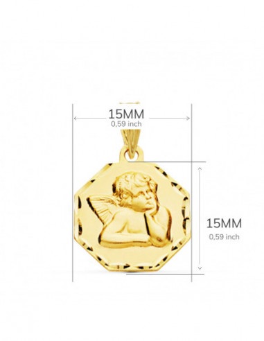 9K MEDALLA ANGELITO BURLON OCTOGONAL...