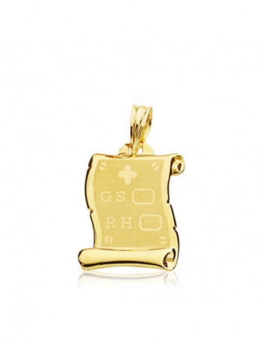 9K PERGAMINO ORO AMARILLO RH. 19X14 MM