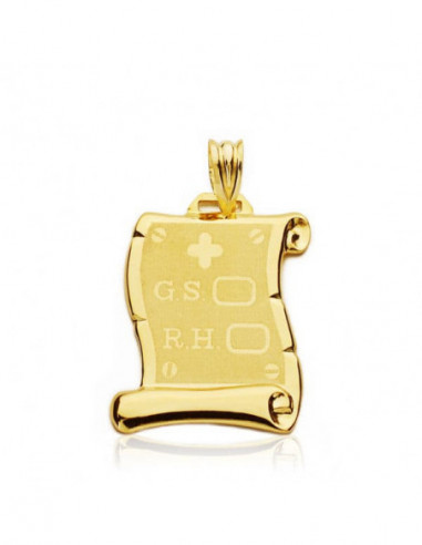 9K PERGAMINO ORO AMARILLO RH. 24X17 MM