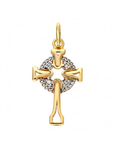 9K CRUZ SIN CRISTO ORO BICOLOR CELTA...