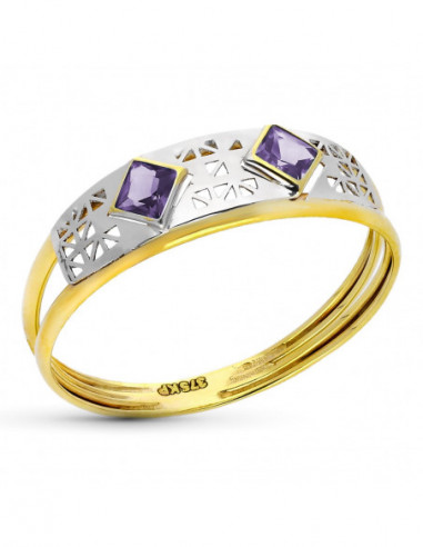 9K SORTIJA ORO BICOLOR 2 CARRE 3X3...