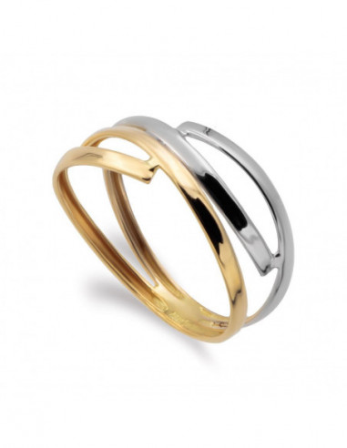 9K SORTIJA ORO BICOLOR BANDAS