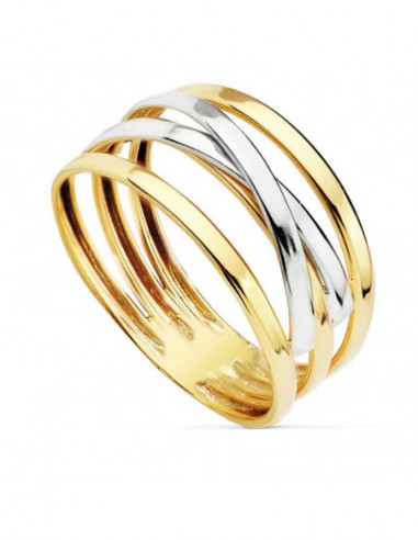 9K SORTIJA BICOLOR BANDAS ANCHO 10 MM