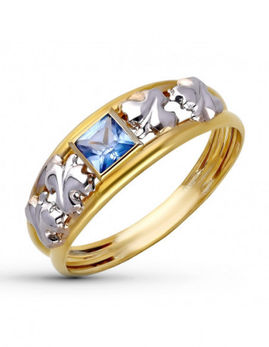 9K SORTIJA ORO BICOLOR AGUA MARINA