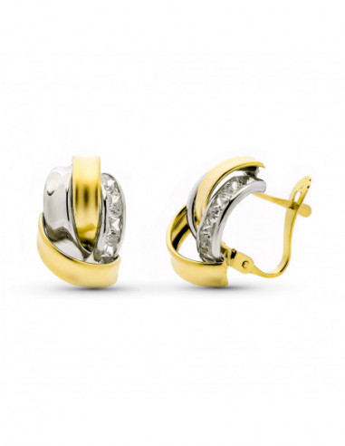 9K PENDIENTES BANDAS ORO BICOLOR...