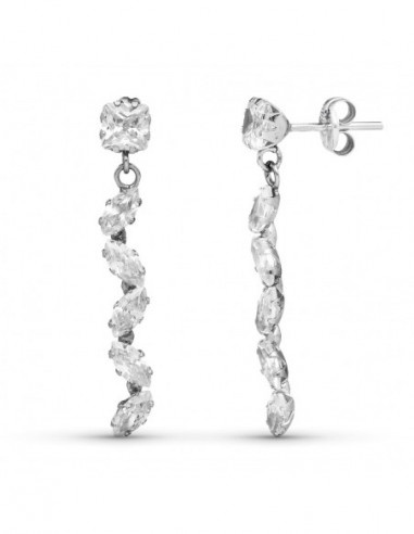 9K PENDIENTES ORO BLANCO LARGOS...