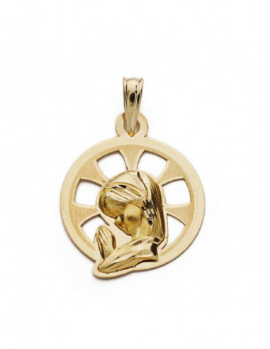 9K MEDALLA VIRGEN NIÑA CALADA 22X17 MM