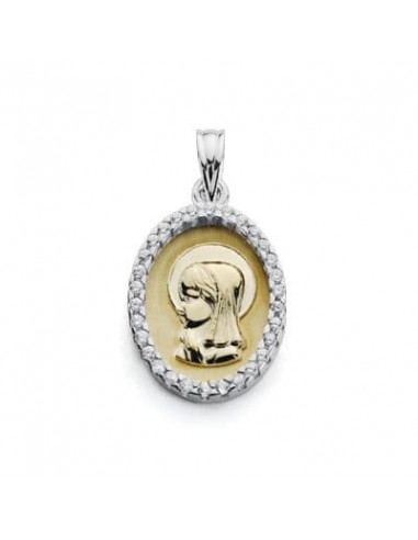 9K MEDALLA VIRGEN NIÑA BICOLOR 20X13MM