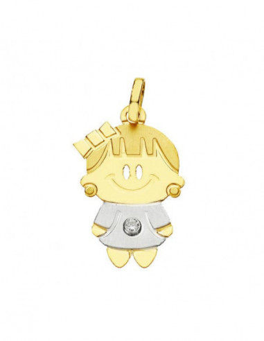 9K COLGANTE ORO BICOLOR NIÑO NIÑA...