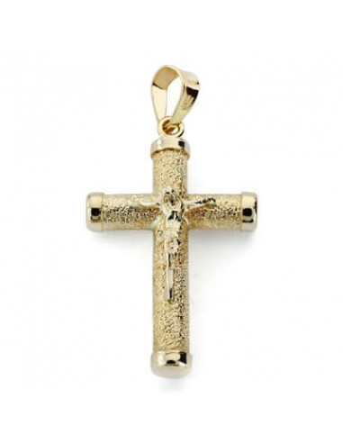 9K CRUZ ORO AMARILLO CRISTO 21X14X3 MM