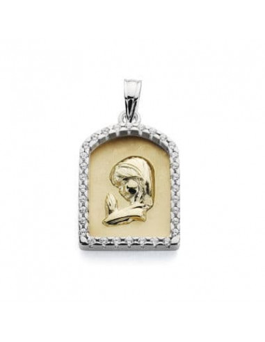 9K MEDALLA VIRGEN NIÑA BICOLOR 21X14 MM
