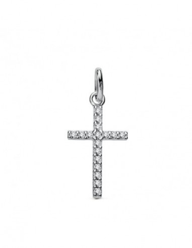 9K CRUZ ORO BLANCO CIRCONITAS 18X10 MM
