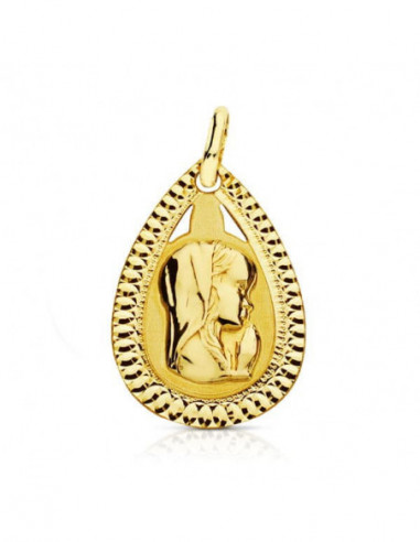 9K MEDALLA VIRGEN NIÑA LIGERA 20X13 MM