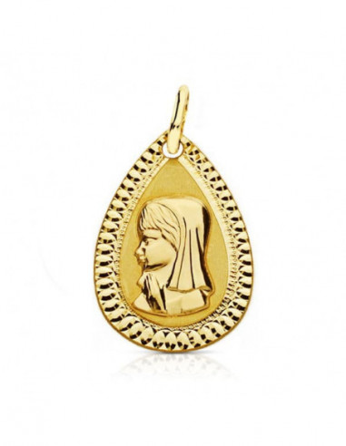 9K MEDALLA VIRGEN NIÑA LIGERA 20X13 MM