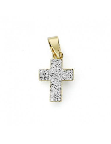 9K CRUZ ORO AMARILLO CIRCONITAS 15X9 MM