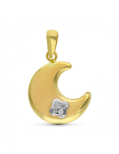9K COLGANTE ORO BICOLOR LUNA CON...