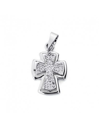 9K CRUZ ORO BLANCO CIRCONITAS 19X12 MM