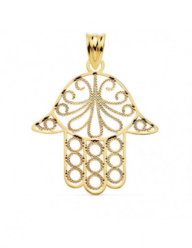 9K COLGANTE MANO DE FATIMA 24X19 MM