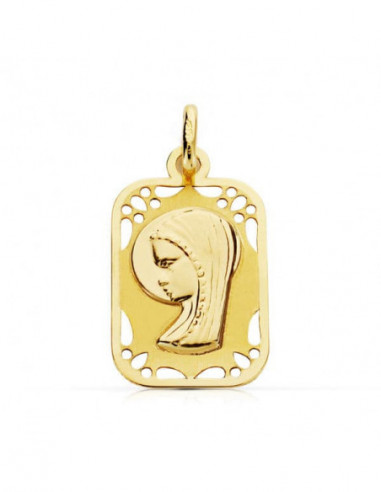 9K MEDALLA VIRGEN NIÑA CALADA 16X11 MM