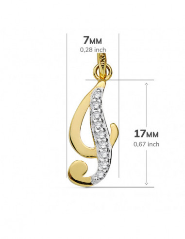 9K COLGANTE LETRA I CIRCONITAS 17X7 MM