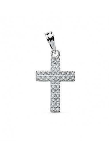 9K CRUZ ORO BLANCO CIRCONITAS 20X12 MM