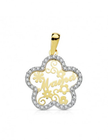 9K COLGANTE MAMA CIRCONITAS FLOR 18 MM