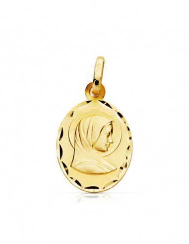 9K MEDALLA REDONDA VIRGEN MARIA EN...