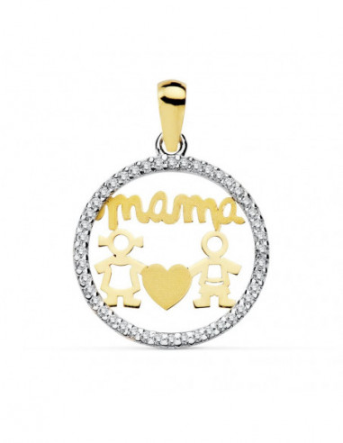 9K COLGANTE BICOLOR MAMA NIÑO Y NIÑA...