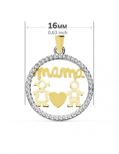 9K COLGANTE BICOLOR MAMA NIÑO Y NIÑA...